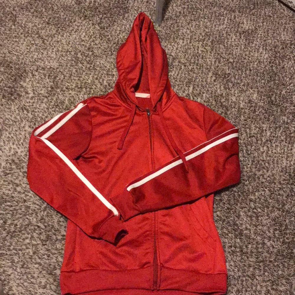 Red zip up jacket